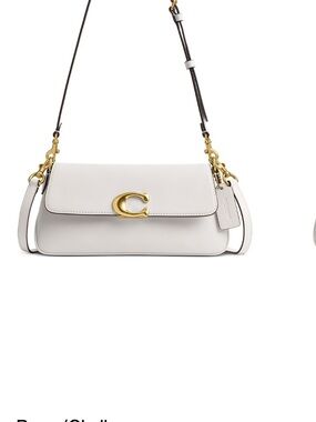 Coach White Leather Shoulder Bag with Gold 'C' Hardware